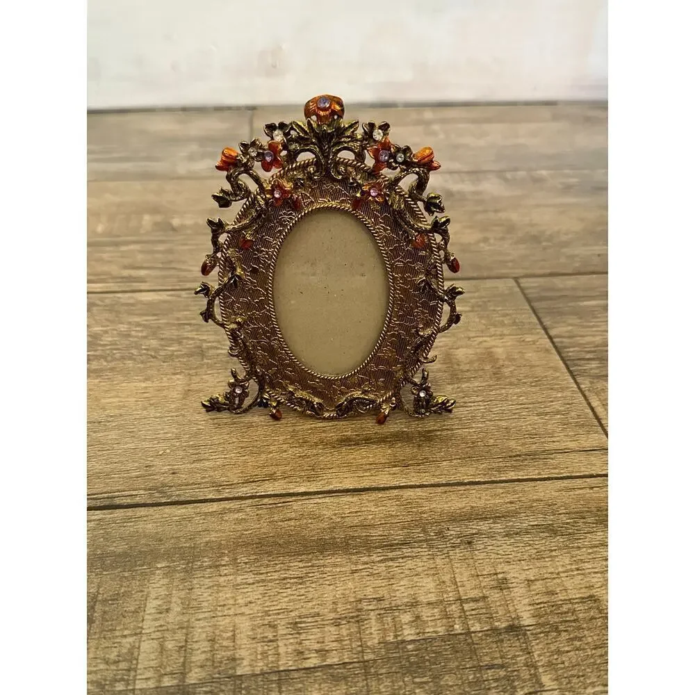 Wood Mirror Oval Frame Antique Style Thai Handicraft Stained Glass Home Decor